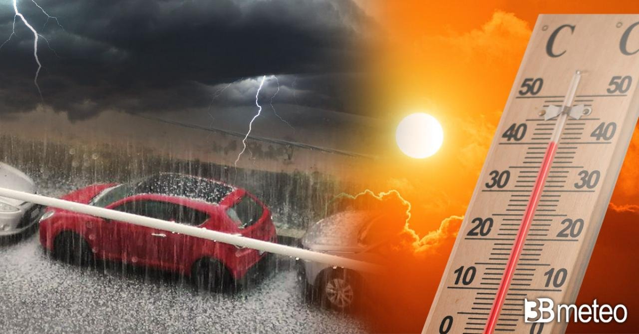 Meteo Italia: Nord colpito da forti temporali e grandine, picco di caldo africano al Sud con punte di 44° in Puglia. Situazione e previsioni.