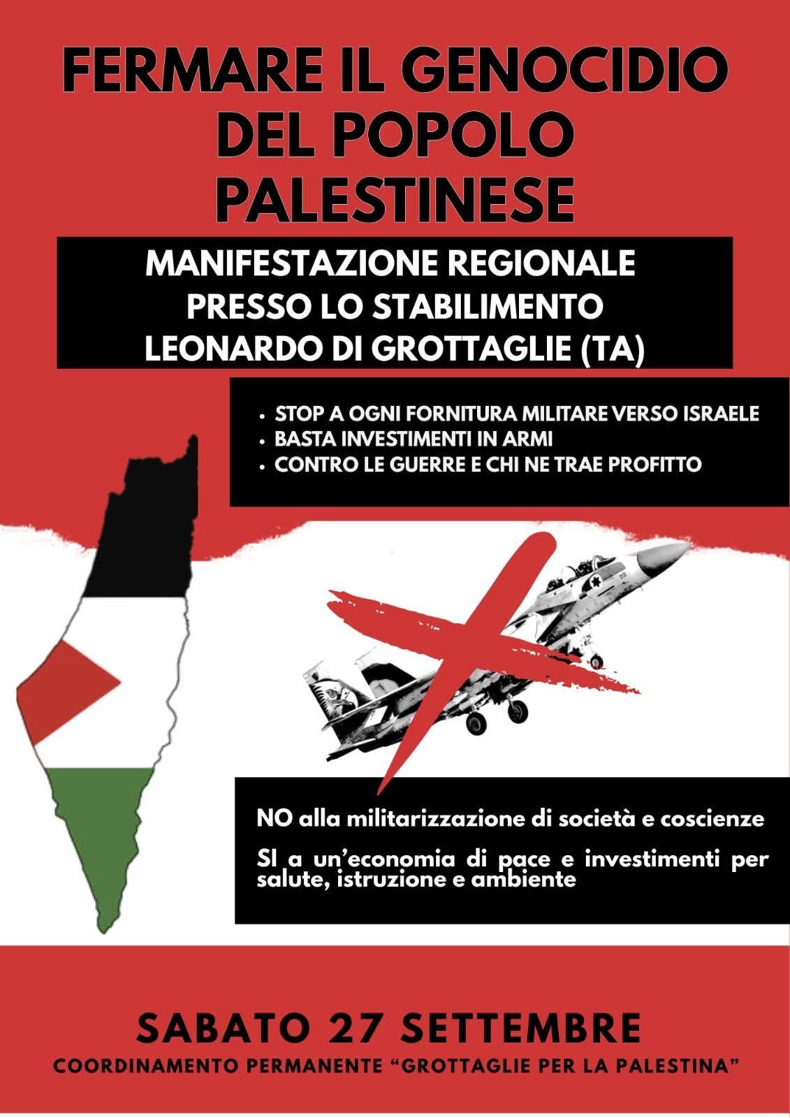 Stop armi a Israele: manifestazione a Grottaglie per la Puglia