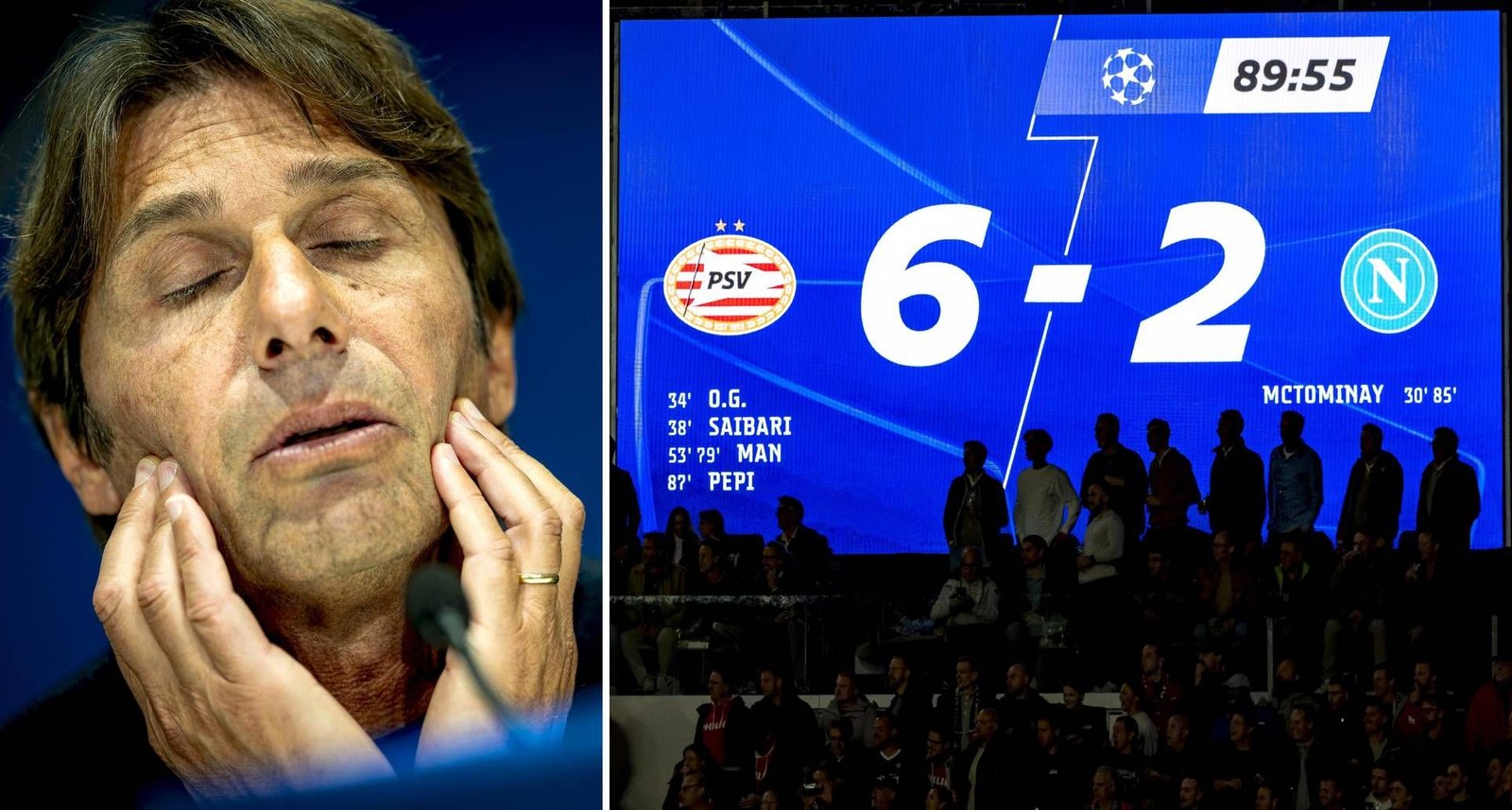 PSV-Napoli 6-2, Conte spiega la sconfitta "a tennis": cosa ha detto