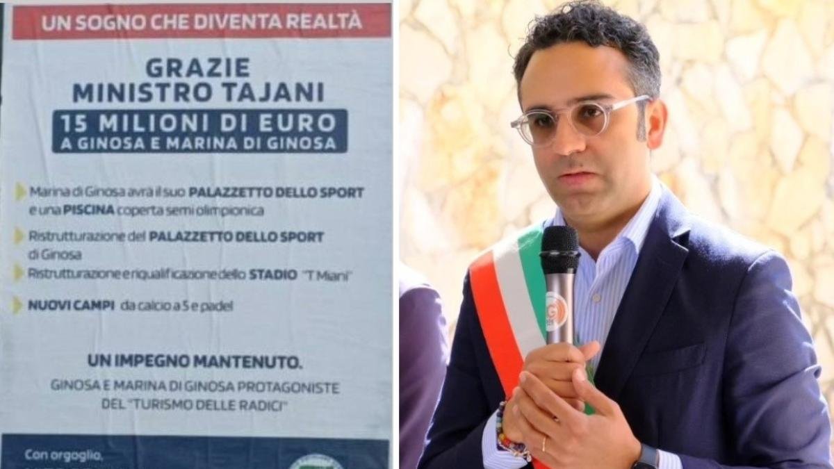 Ginosa: De Palma (FI) annuncia 15 milioni per la città grazie a Tajani, ma il sindaco Parisi (M5S) non è informato.
