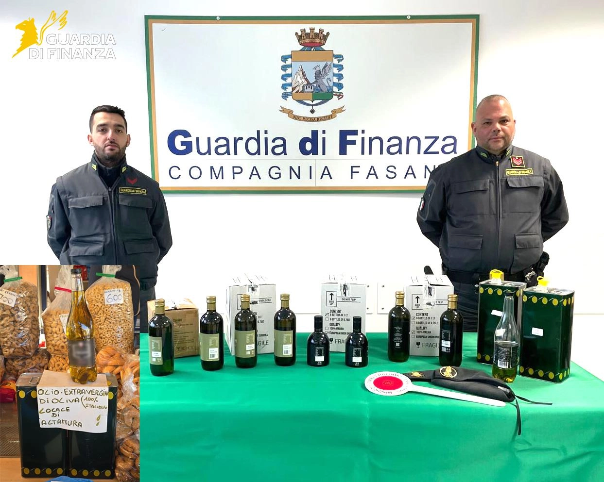 Scoperto olio contraffatto: "Un plauso ai militari della Guardia di Finanza"