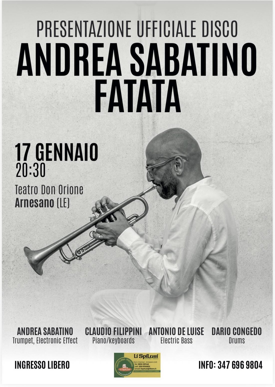 Arnesano: Andrea Sabatino in concerto al Teatro Don Orione, evento musicale in Puglia