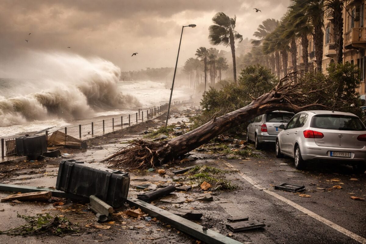 Maltempo in Puglia: forte vento di scirocco con raffiche fino a 120 km/h nel Salento, mareggiate e gravi danni.