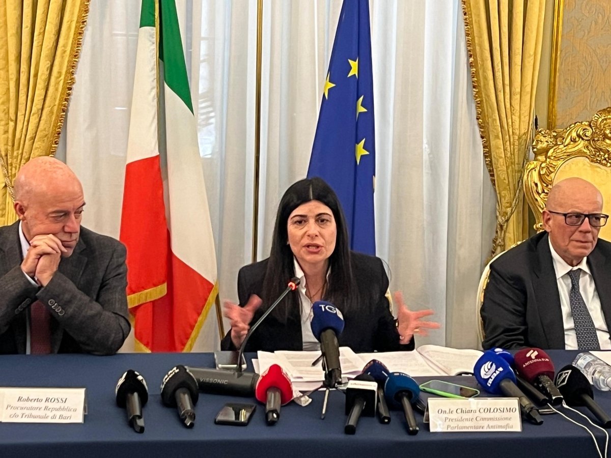 Mafia, l'allarme di Colosimo: «A Bari, Lecce e Andria forte presenza della 'ndrangheta». Appello ai giovani: «Non ascoltate Tommy Parisi»