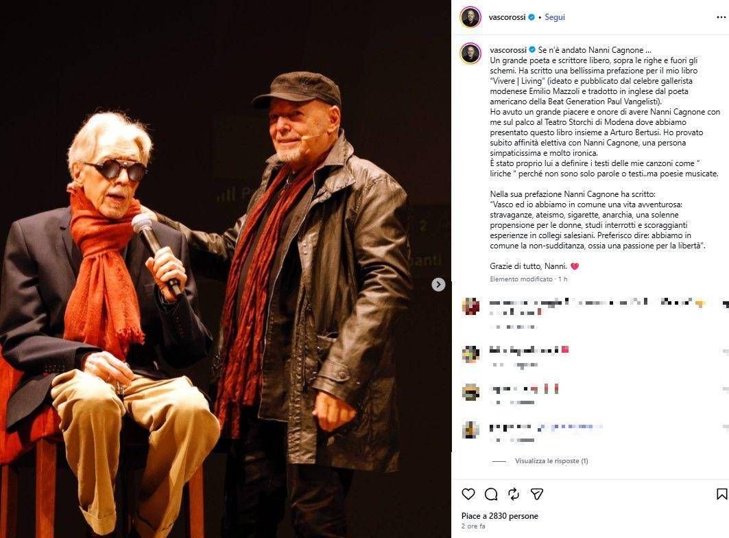 Addio a Nanni Cagnone, il poeta e scrittore di 86 anni: il messaggio di Vasco Rossi