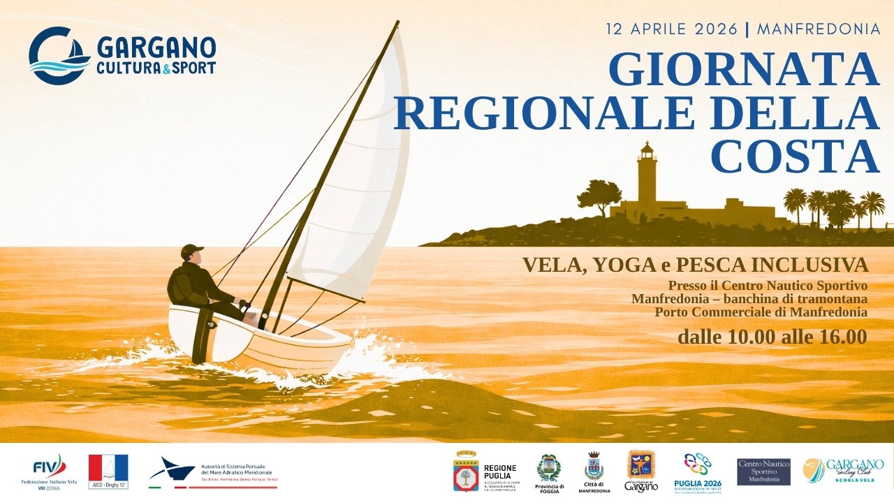 Manfredonia, città della vela, protagonista del calendario di Puglia 2026.