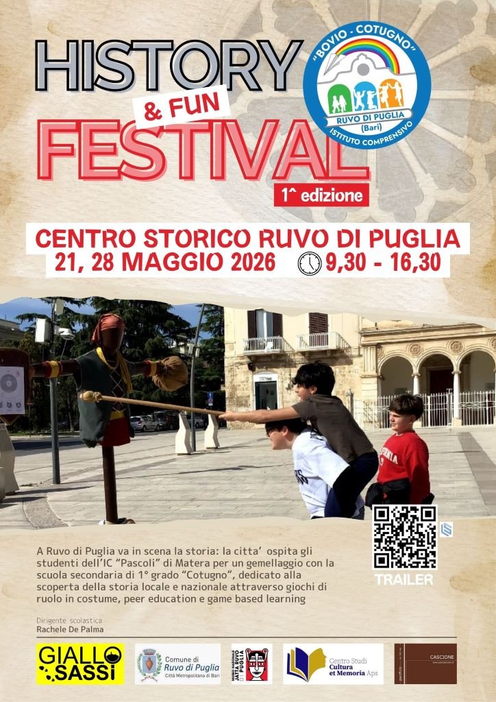 Ruvo di Puglia ospita l'History & Fun Festival: studenti protagonisti tra storia, gioco e inclusione.