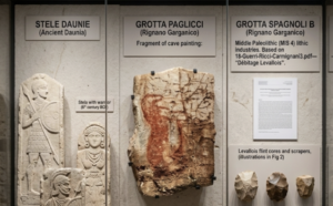 Stele daunie "prigioniere" nei depositi e tesori dimenticati di Grotta Paglicci e Grotta Spagnoli: il patrimonio invisibile della Puglia.